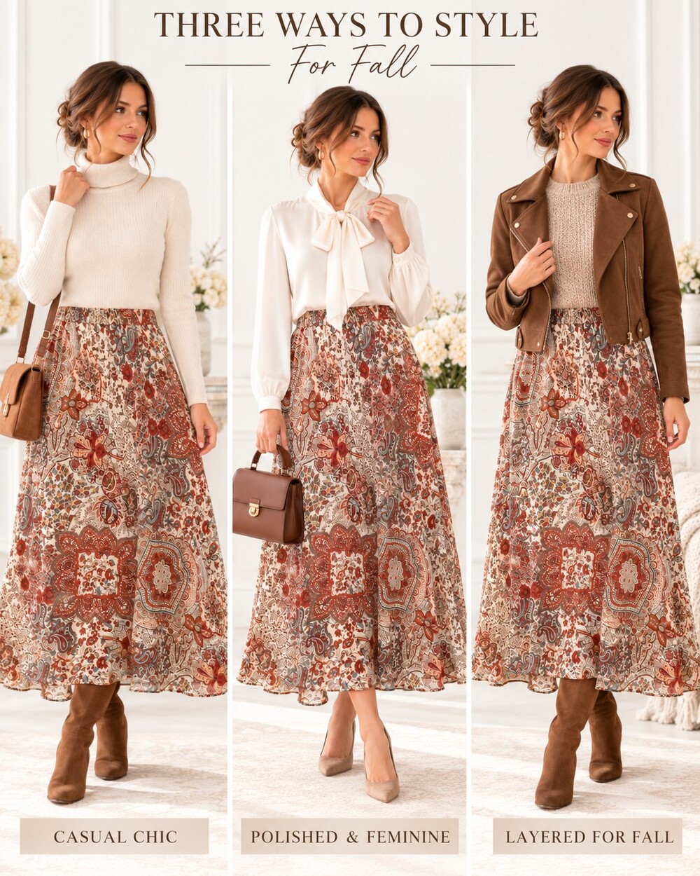 89th & Madison Boho Paisley Floral Maxi Skirt Fall Cottagecore | Size Medium - Picture 2 of 9